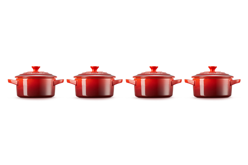 Set 4 Mini-Cocottes Céramique - 250ml/10cm - Cerise