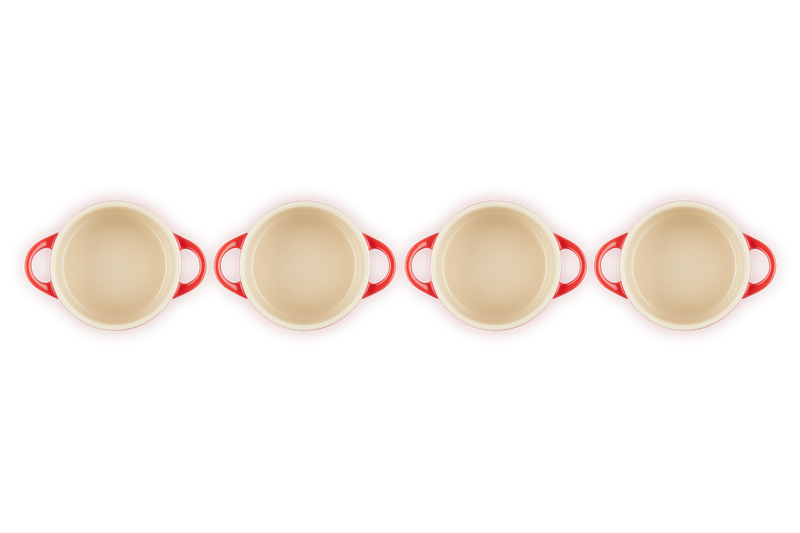Set 4 Mini-Cocottes Céramique - 250ml/10cm - Cerise