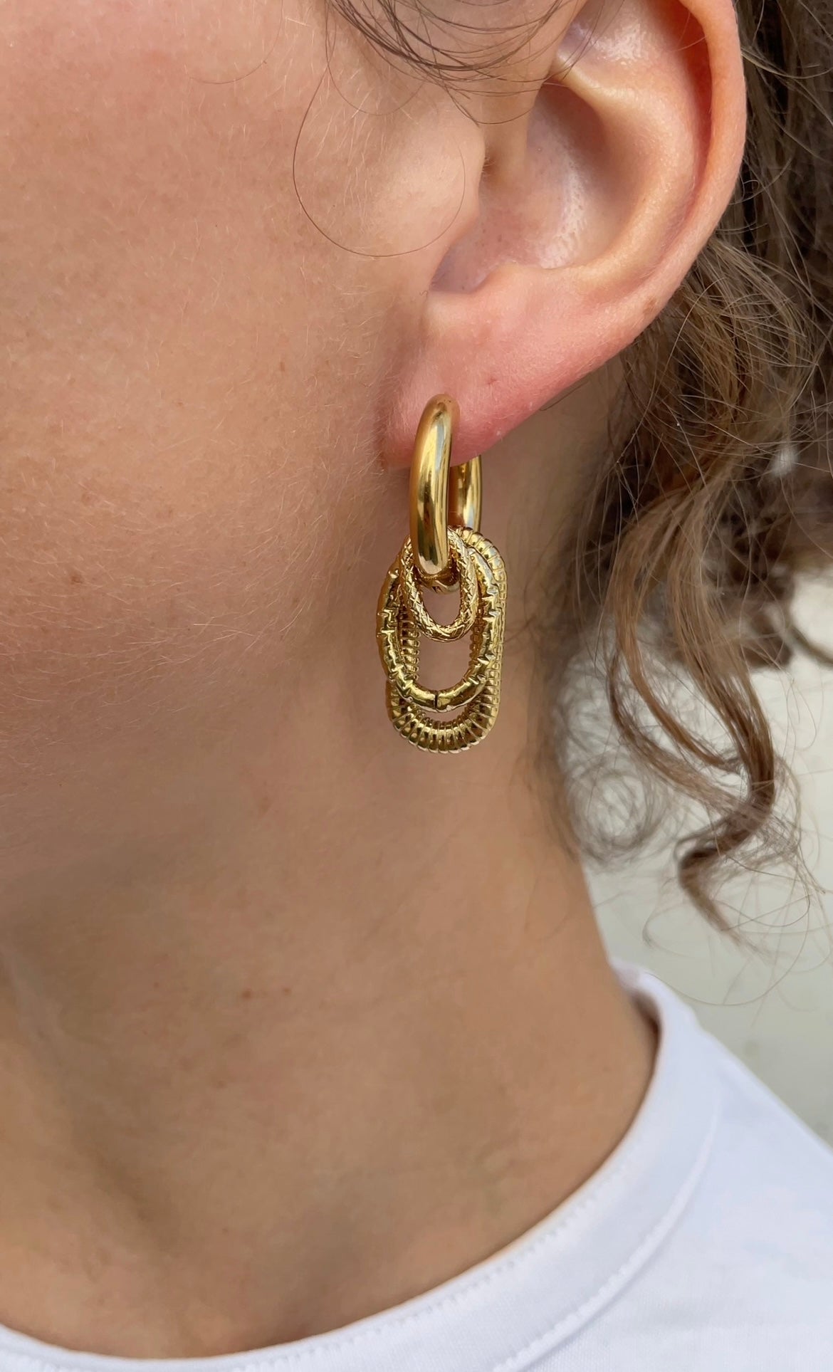 Multiple Oval X Hoop Earrings