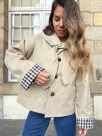 Chaqueta con capucha extraíble Garance beige