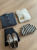 Lima black and white striped clutch bag