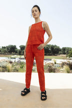 Le Top Diego En Dentelle Rouge Orangée
