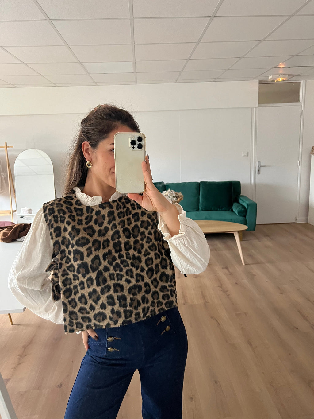 Jeanne Leopard Print Sleeveless Jumper with Side Ties