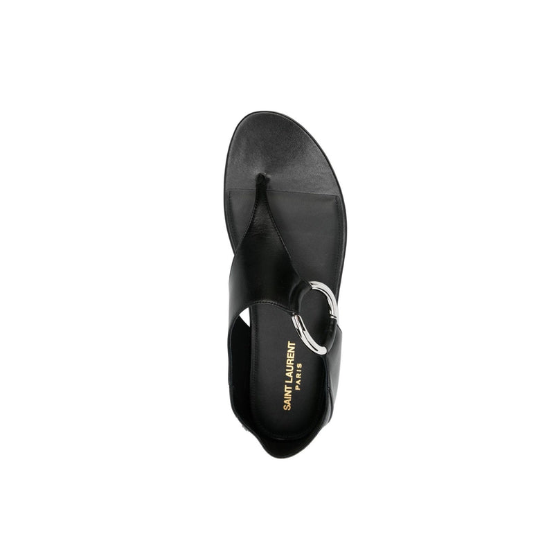 Sandales - Saint Laurent Ring Leather Flat - Black