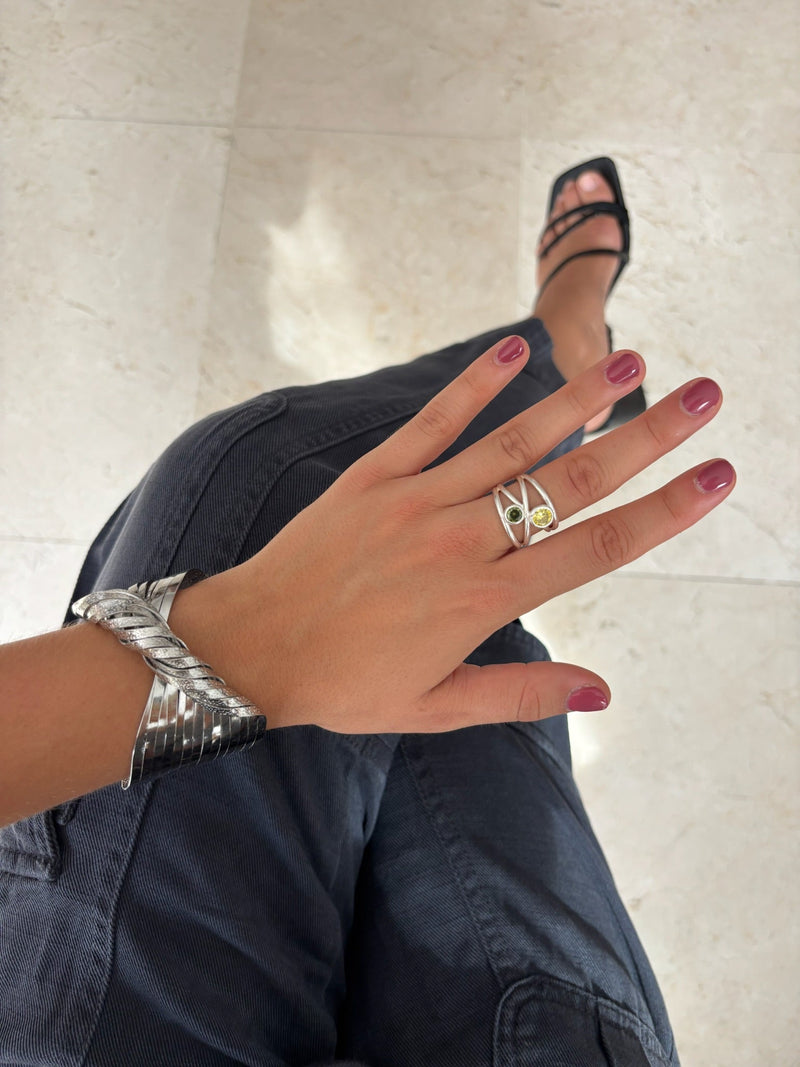 Bague Love Verde Plata