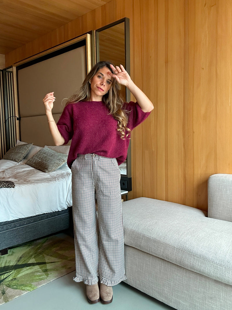 Pantalon Large À Volants À Carreaux Gabriel