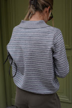 Hippolyte Gray Striped Polo Sweater