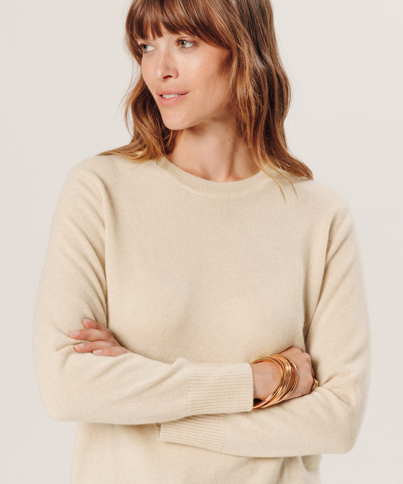 Pull Col Rond - Beige - Femme