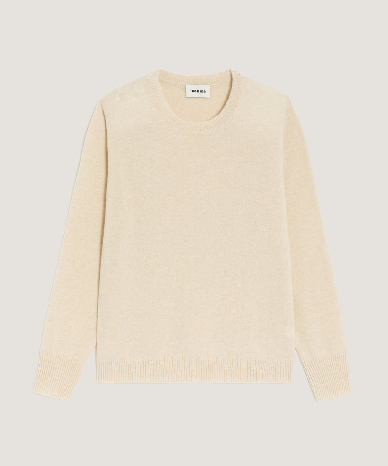 Pull Col Rond - Beige - Femme