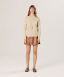 Pull Col Roule - Beige - Femme