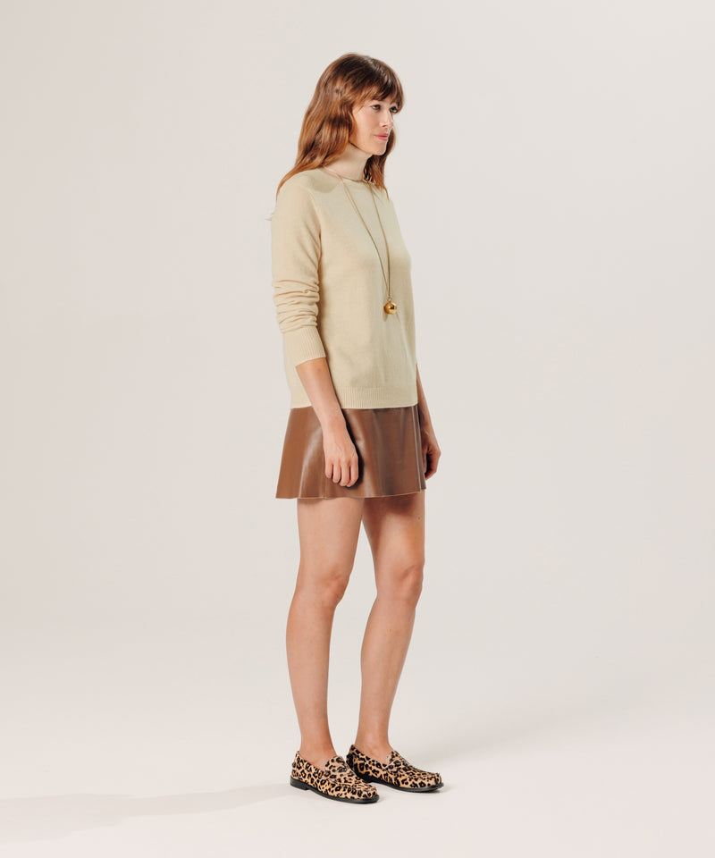 Pull Col Roule - Beige - Femme