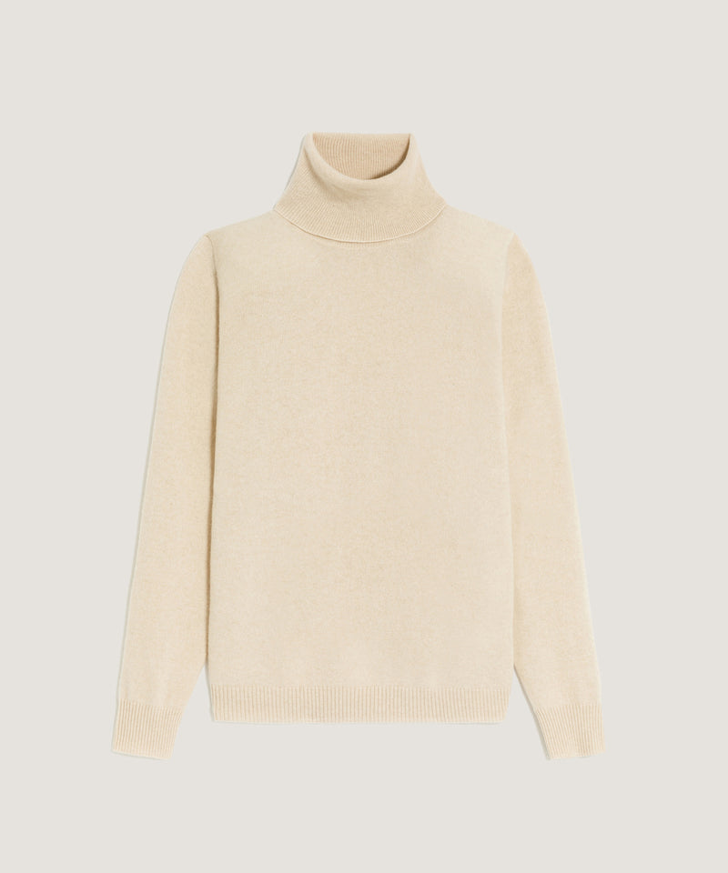 Pull Col Roule - Beige - Femme