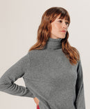 Pull Col Roule - Gris Moyen - Femme