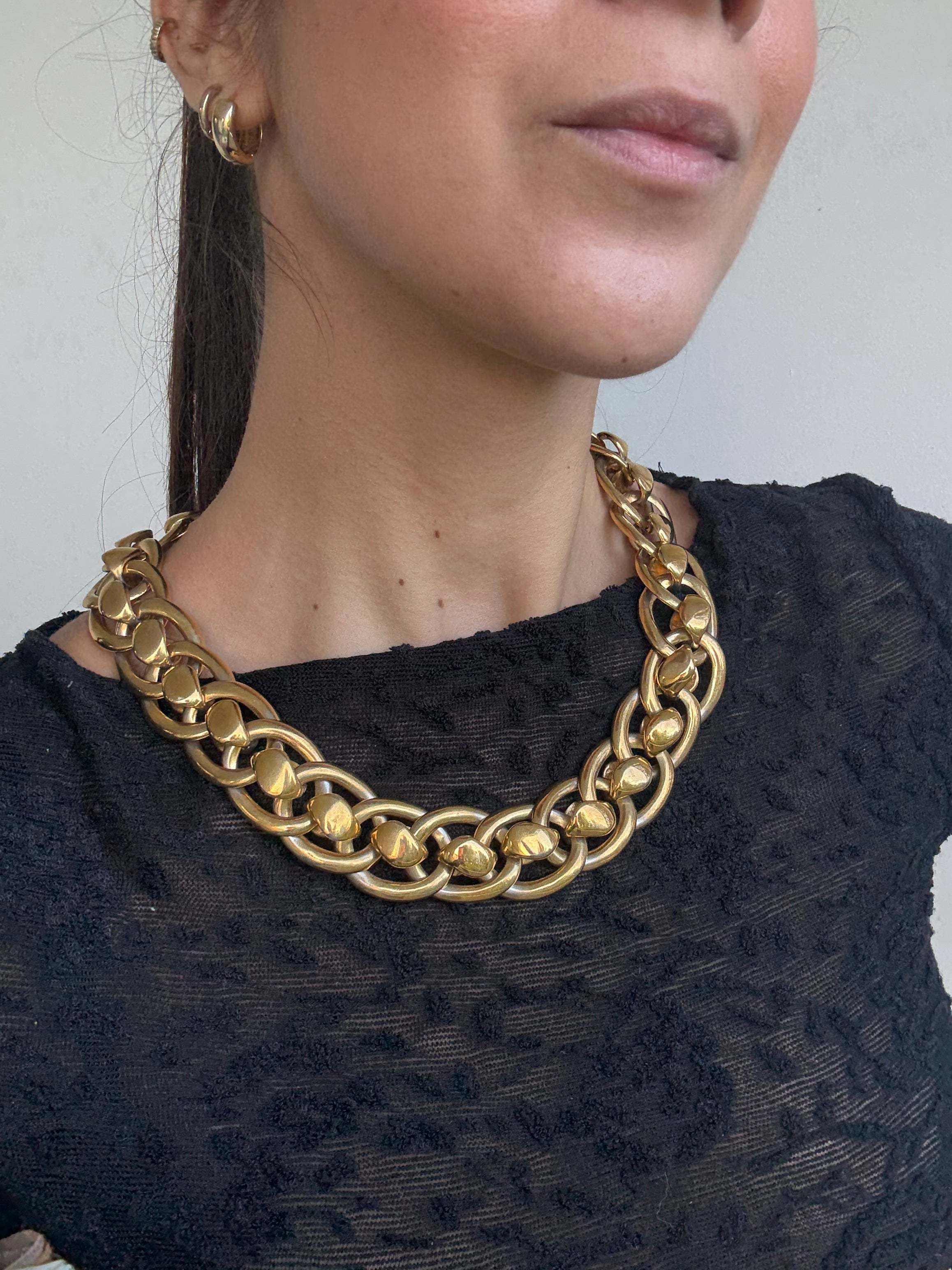 Collier Yves Saint Laurent Vintage - Grosse Maille Dorée