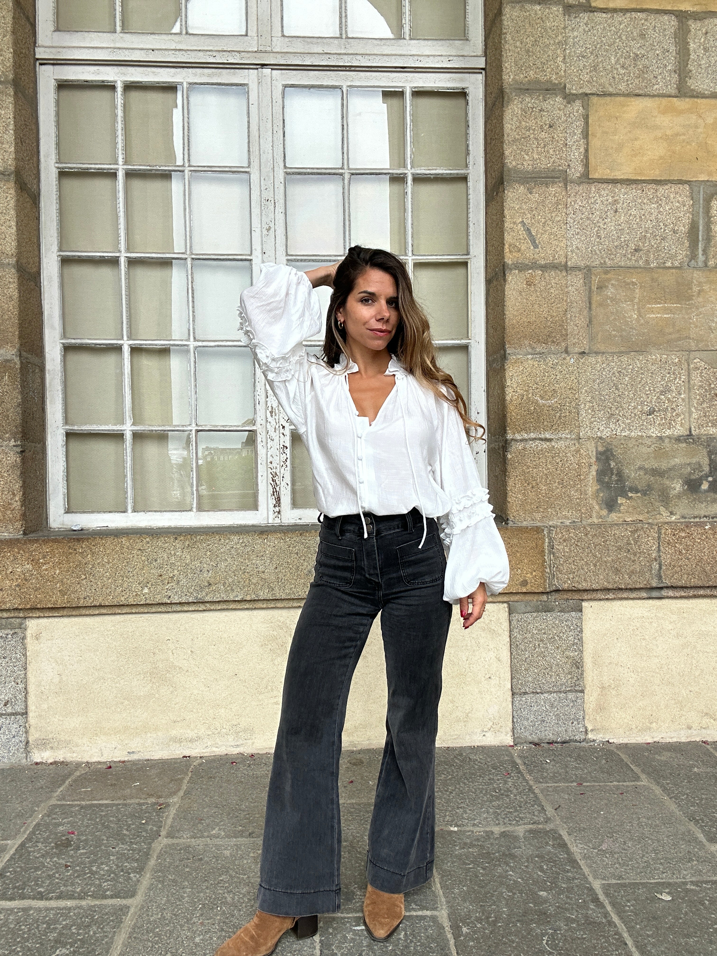 Esmée Ruffled Blouse in Ecru