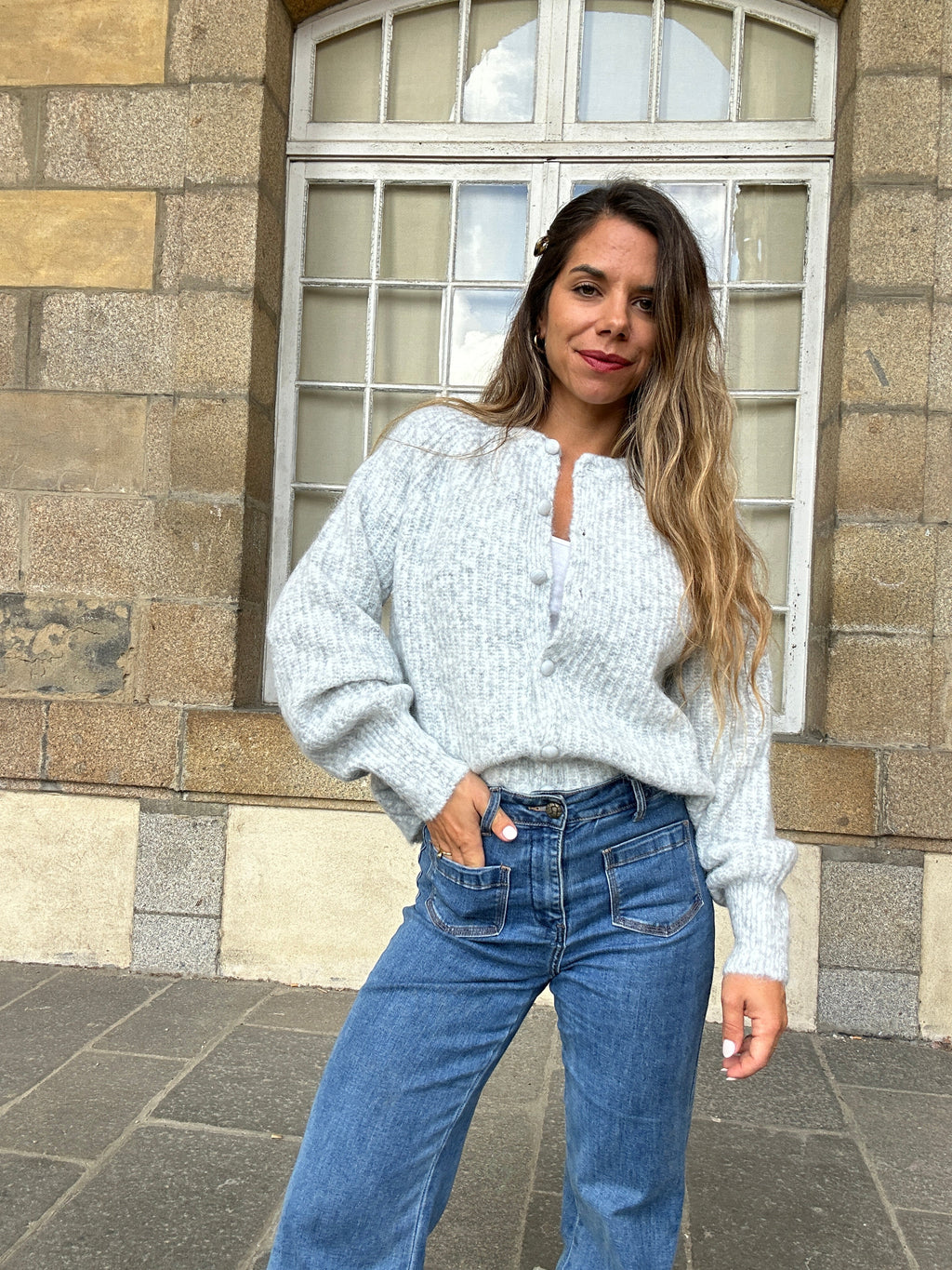 Irène light grey cardigan