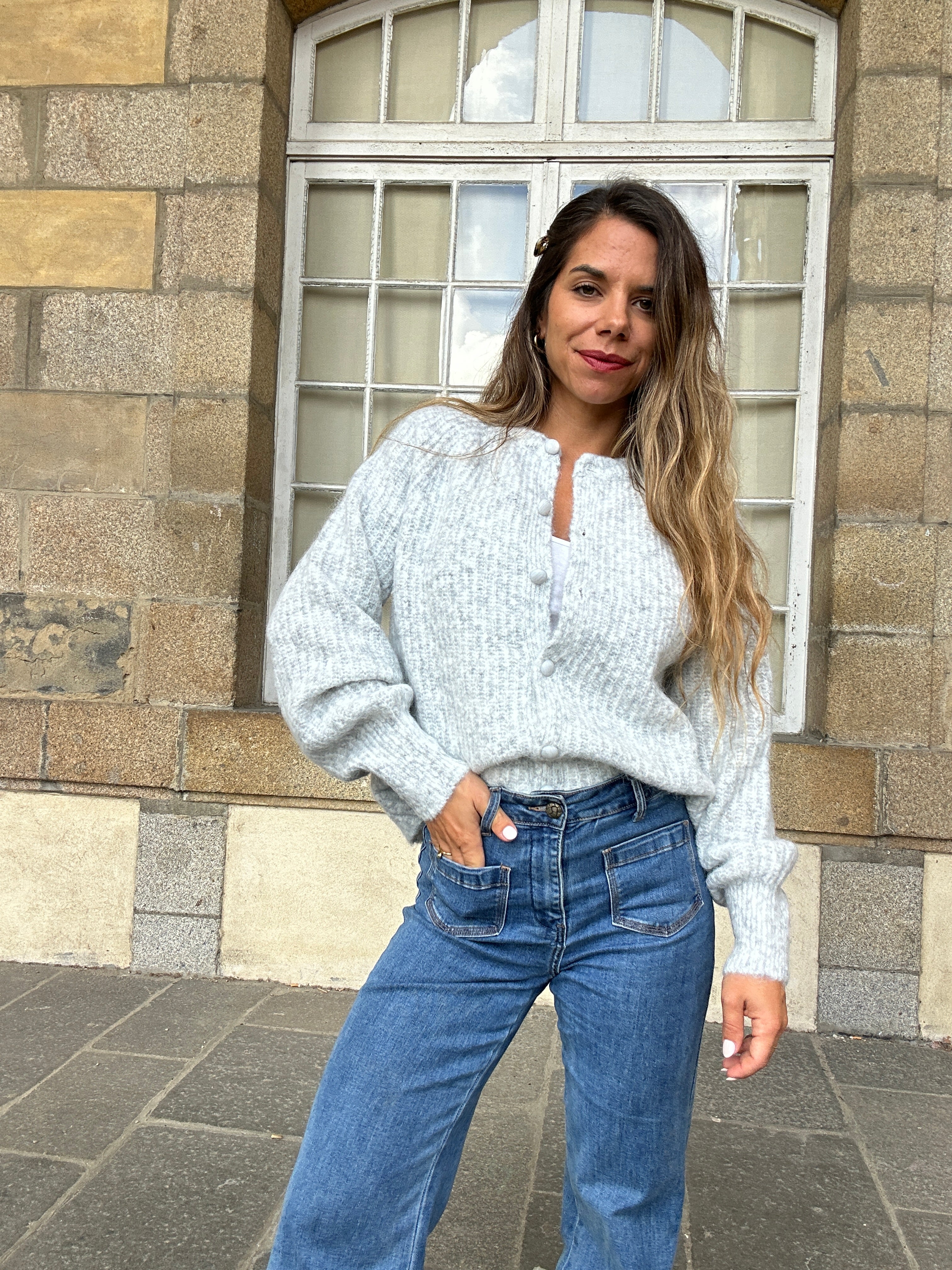 Irène light grey cardigan