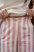 Hubert Stripe Pants Pink/Ecru