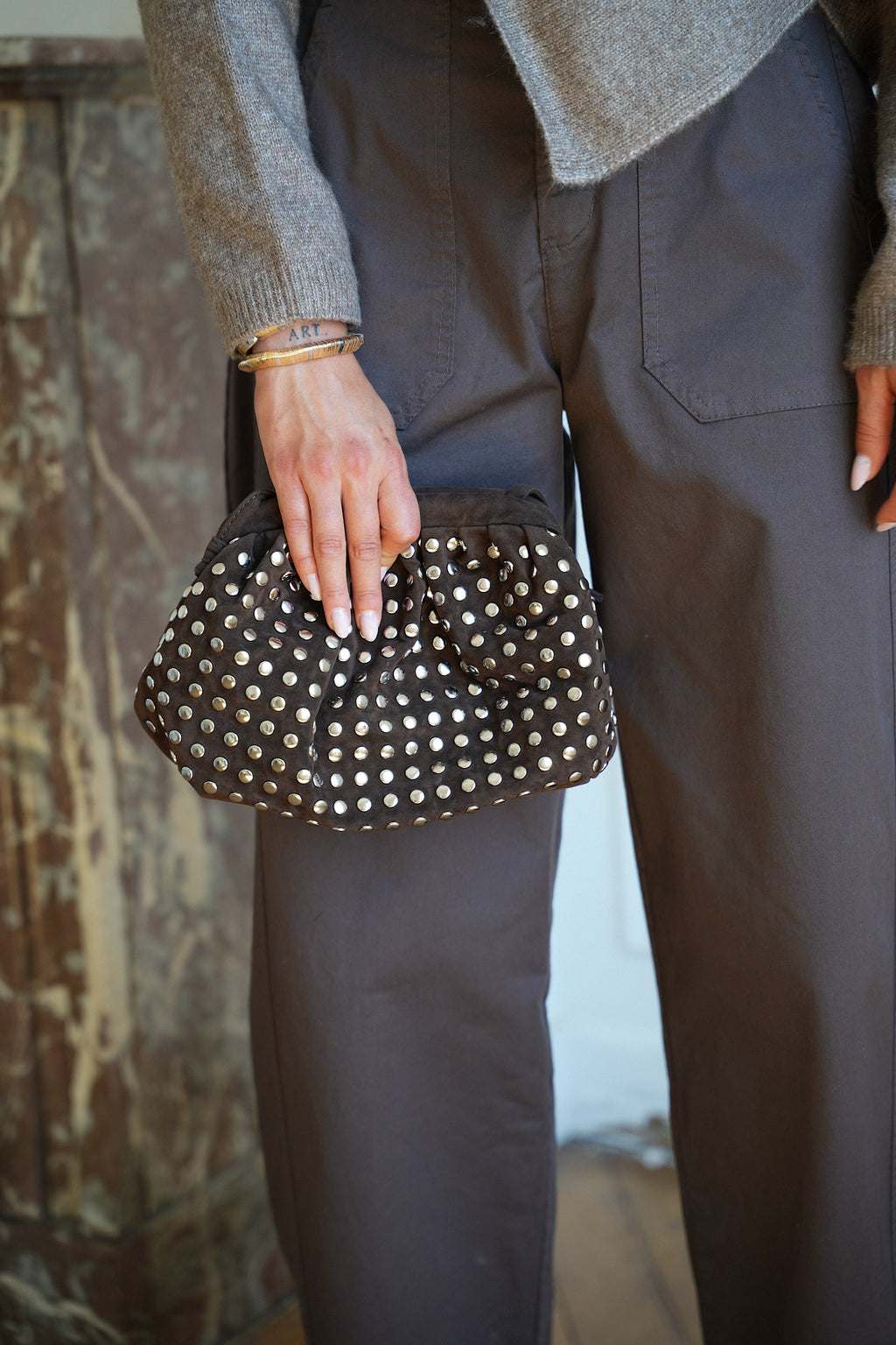 Kati Studded Bag - Chocolate
