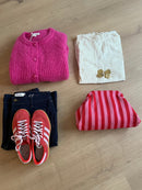 Clutch Rayas Lima Rojo / Fucsia