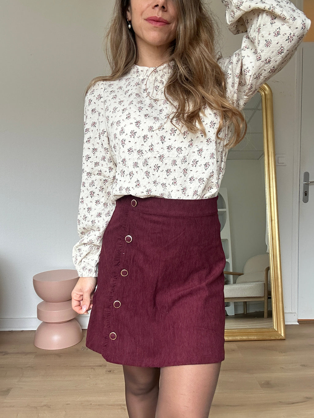 Jupe En Velours Louisa Bordeaux