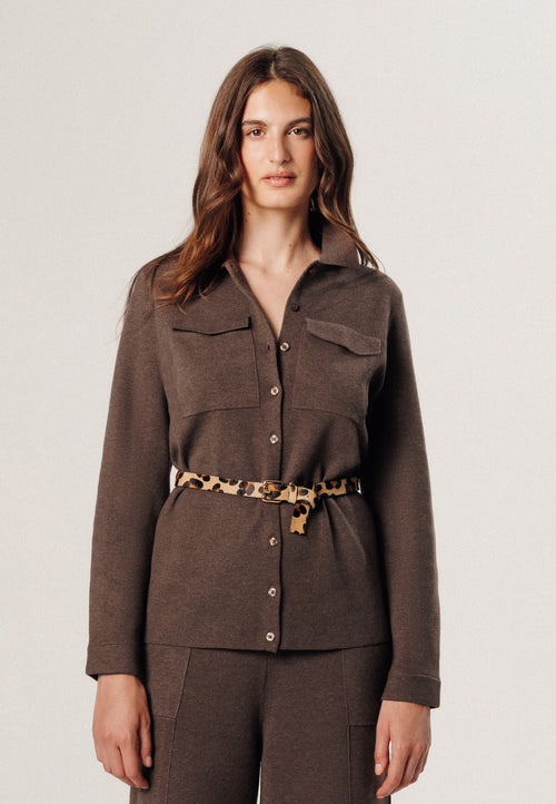 Camisa bolsillos en el pecho - Marrón Habana - Mujer