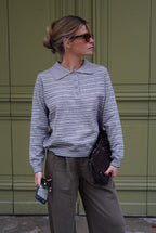 Hippolyte Gray Striped Polo Sweater