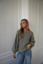 Santana Light Khaki - Cable Sweater