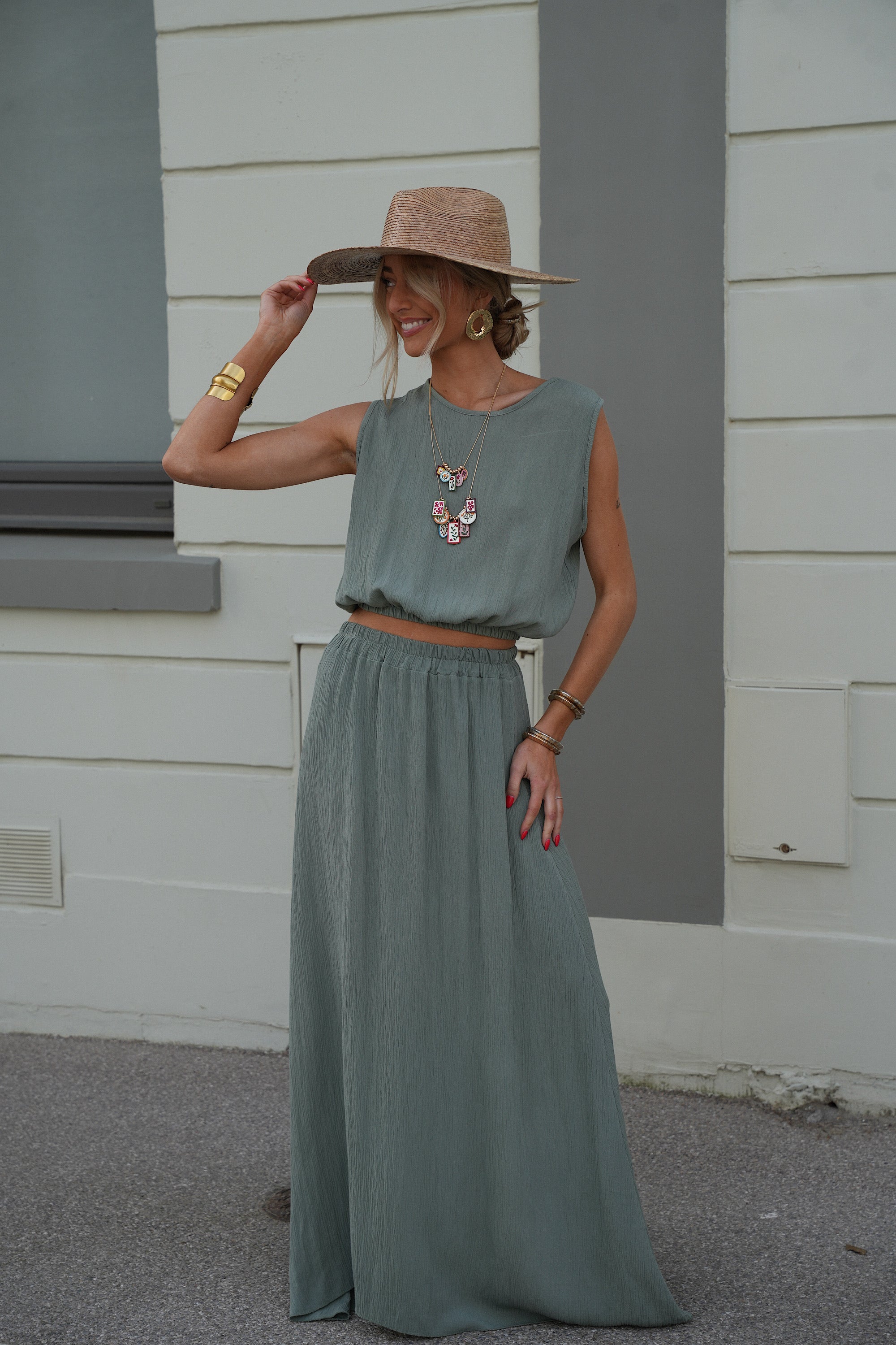 Ensemble Jupe/Top Elize - Kaki