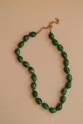 Collier grosses perles kaki