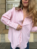 Camisa de rayas rosa bebé