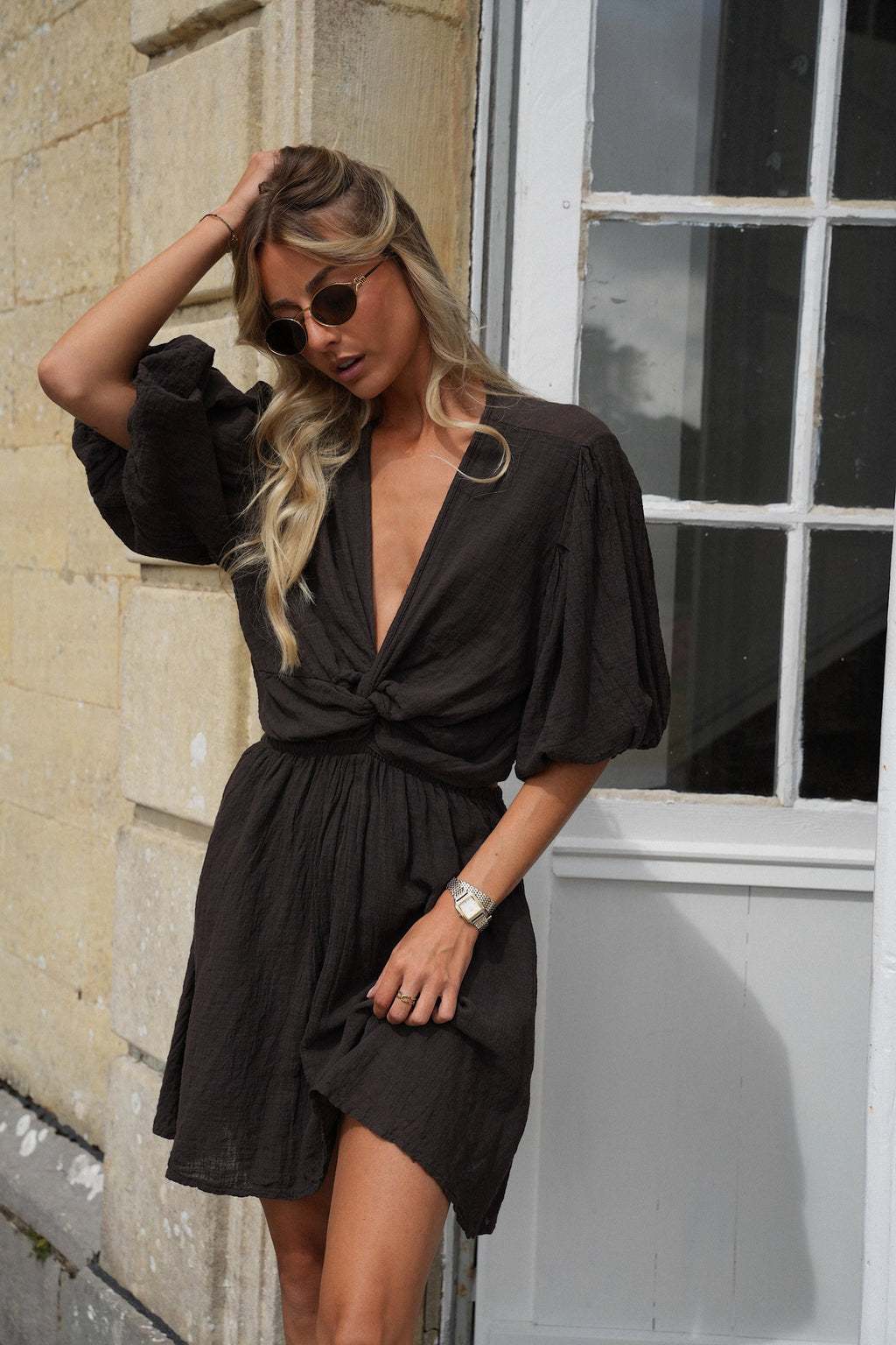 Enola Short Dress - Chocolate