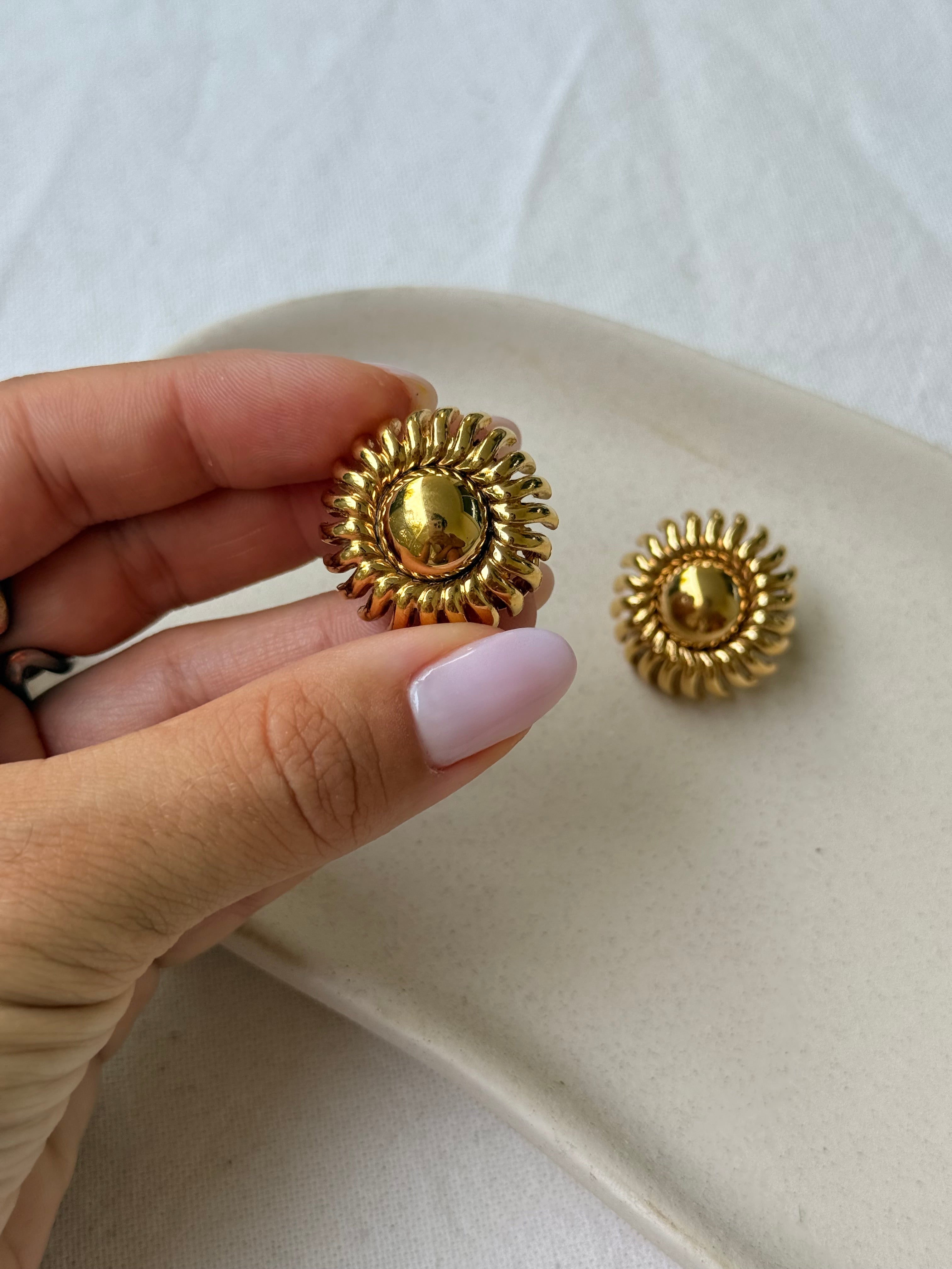Boucles D’Oreilles Monet Vintage - Soleils Dorés