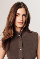 Chaleco de manga corta con cuello alto - Marrón Habana - Mujer