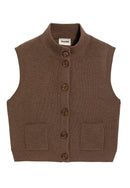 Chaleco de manga corta con cuello alto - Marrón Habana - Mujer