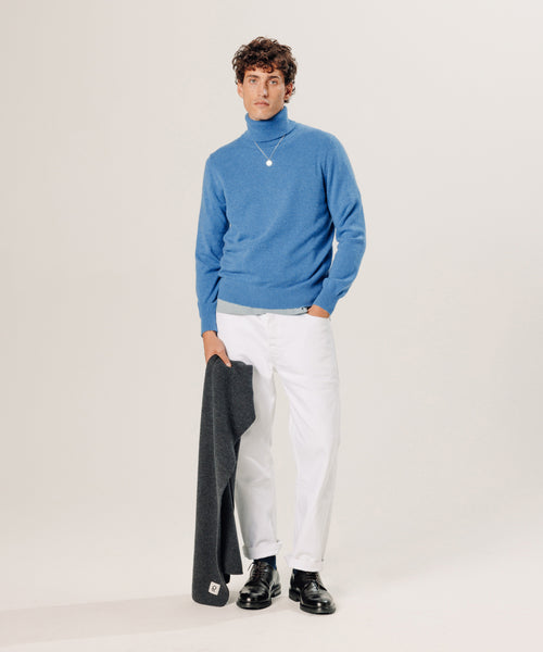 Pull Col Roule - Bleu - Homme