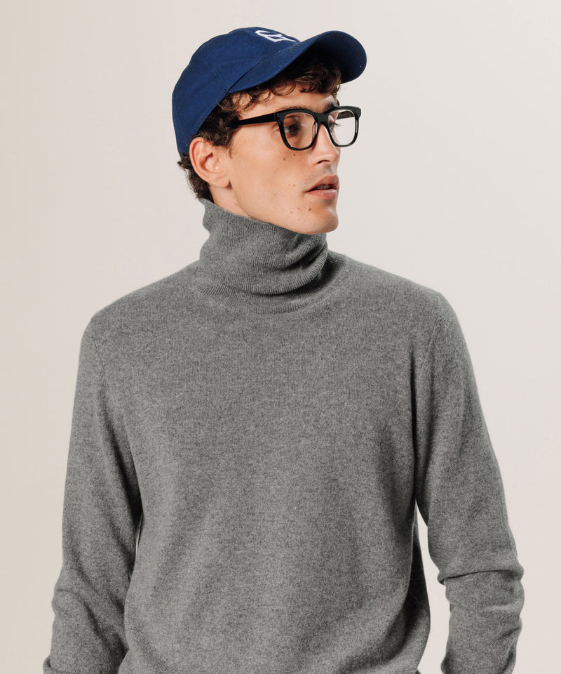 Pull Col Roule - Gris Moyen - Homme