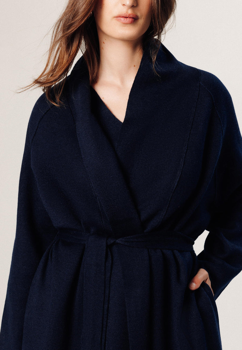 Abrigo Largo - Azul Medianoche - Mujer