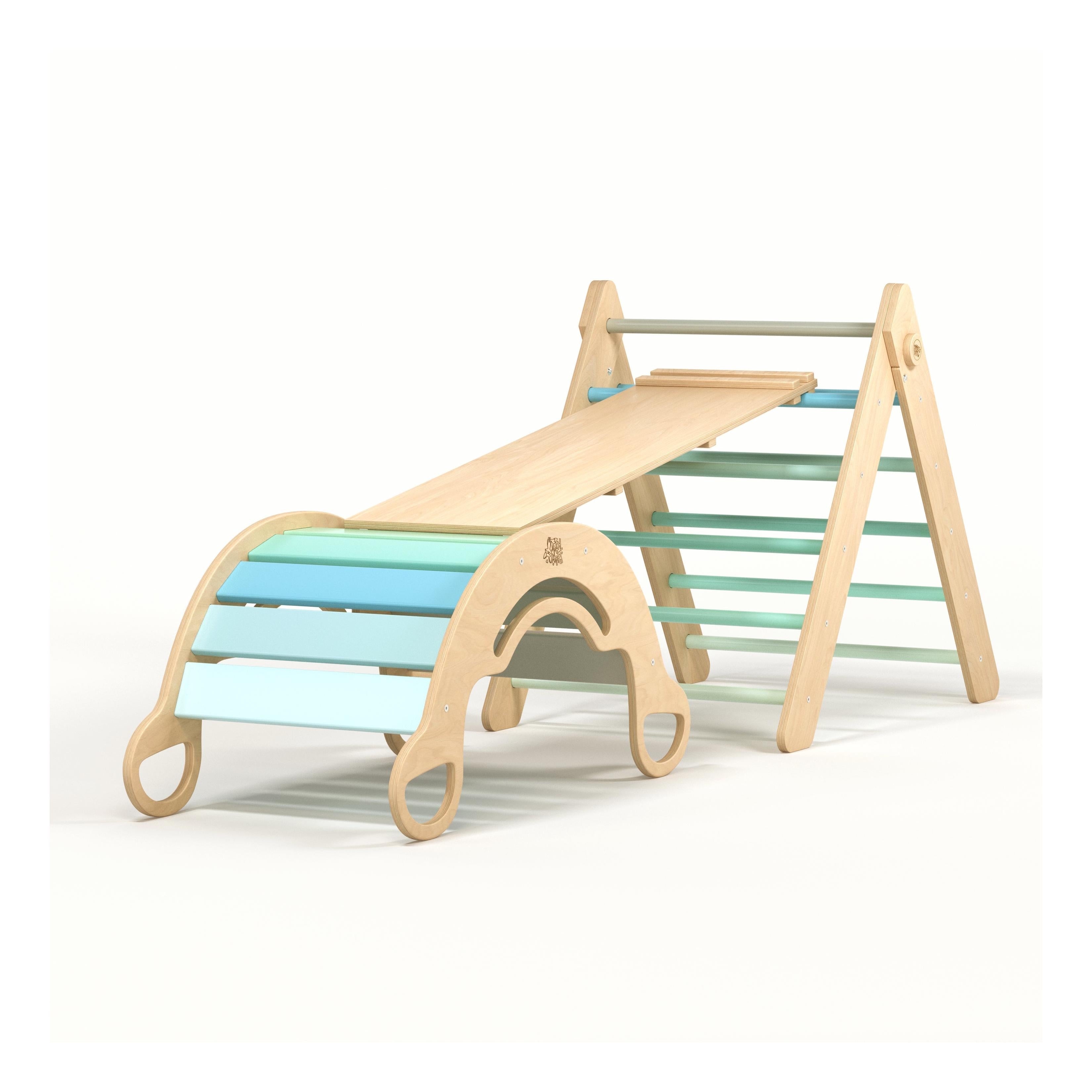 Triangle De Pikler + Grand Toboggan Double Face + Bascule D'Équilibre