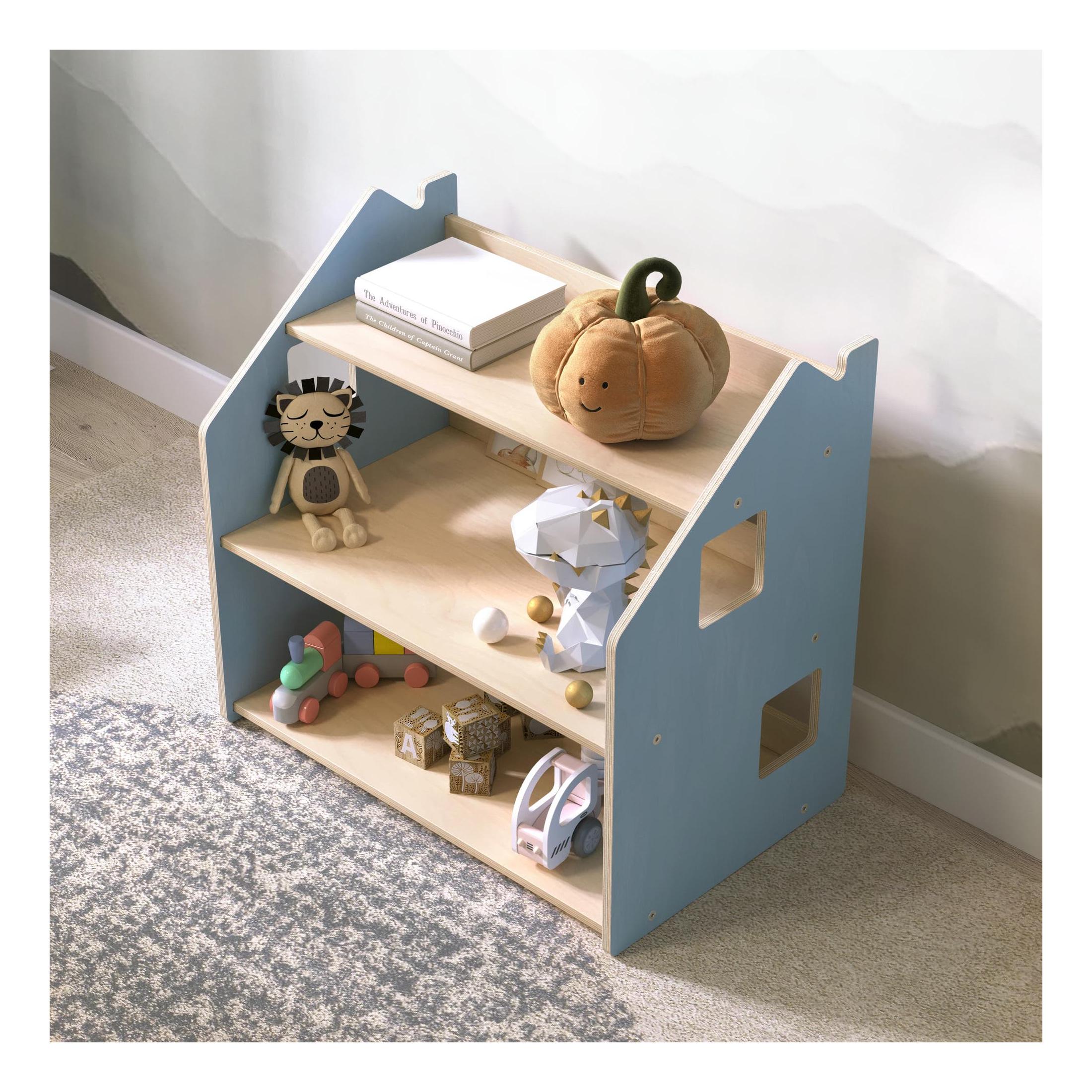 Étagère À Jouets – Bleu Clair & Rose
