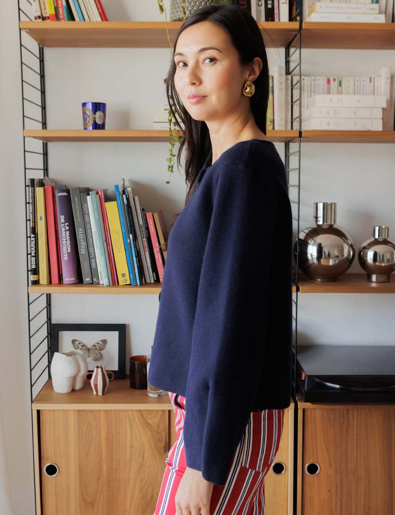 Marineblaue Strickjacke Alky