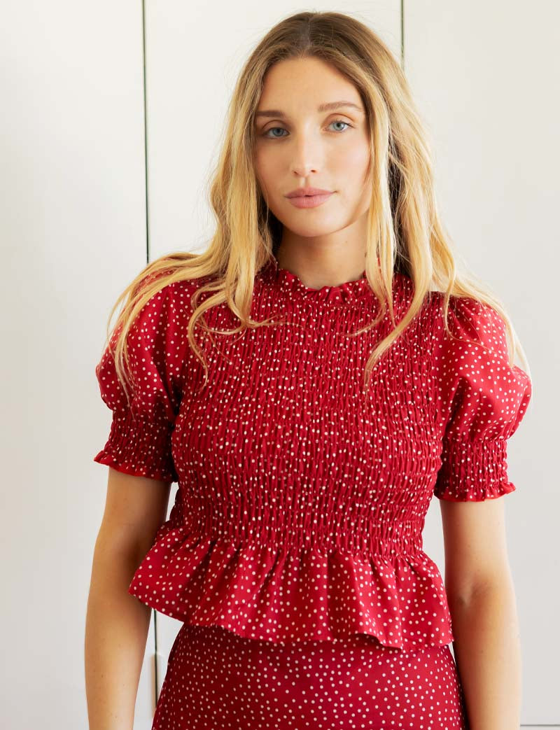 Top Rouge À Pois Blancs Paloma