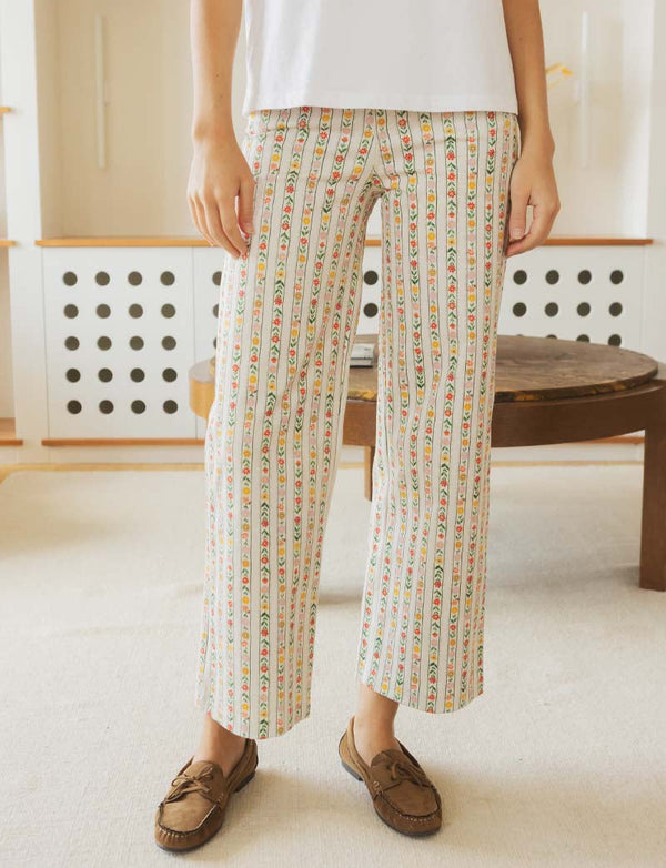 Jeans Ecrù a Fiori Roby