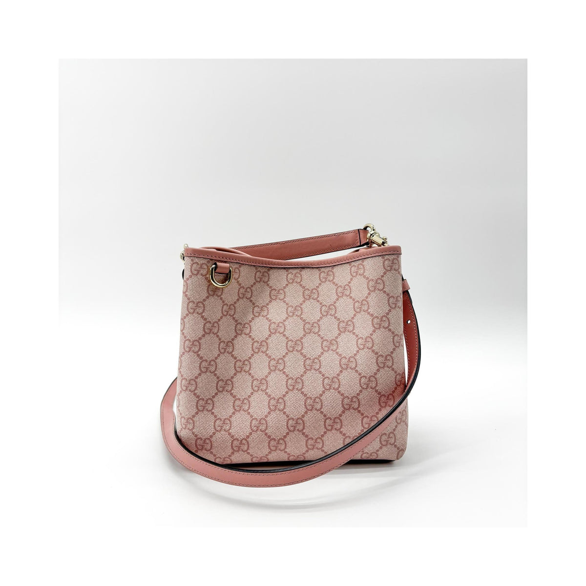 Sac Porté Épaule Gucci Gg Emblem Bucket Bag Toile - Rose