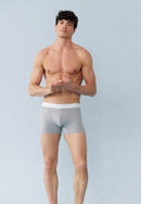 Lot De 3 Boxers Noir, Bleu Marine Et Gris En Coton - Boxers Noir Bleu Marine Gris Chiné