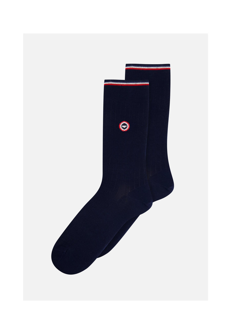 Chaussettes Mi-Hautes Bleu Marine En Fil D'Écosse - Nessy Marine