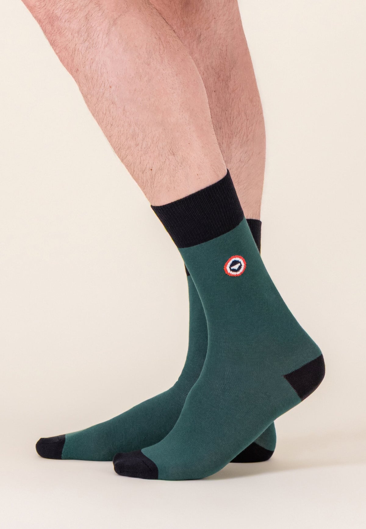 Cotton Robuste Mid-Calf Socks - Forest Green Black