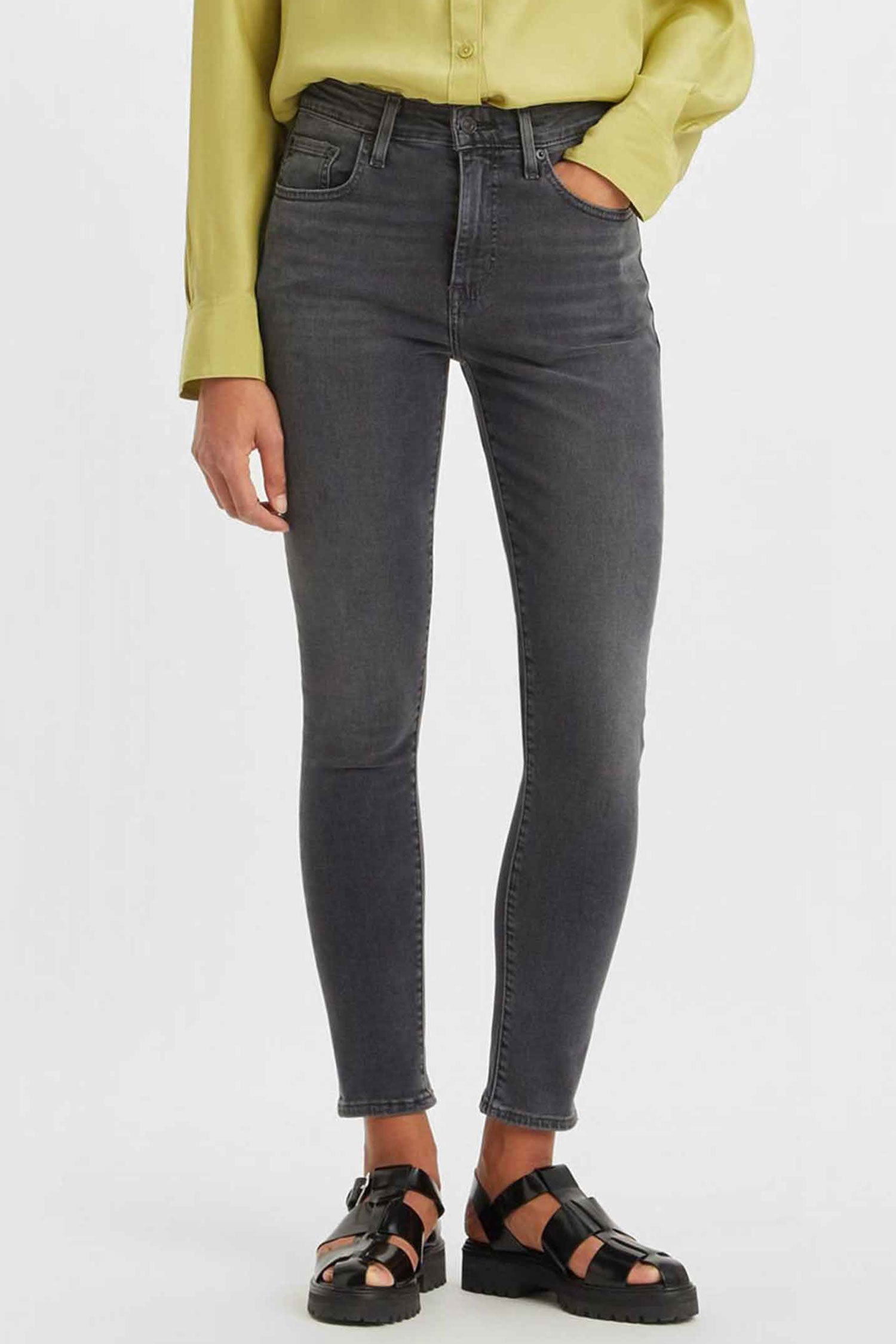 Taille : 37 (Es) - Levi'S 721 High Rise Skinny Jean Femme 27W/28L Gris Taille Haute Denim Stretch