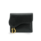 Portefeuille Christian Dior Saddle Lotus Mini Cuir - Noir