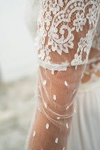 Abito Da Sposa Folk Con Volant - Bianco Seta